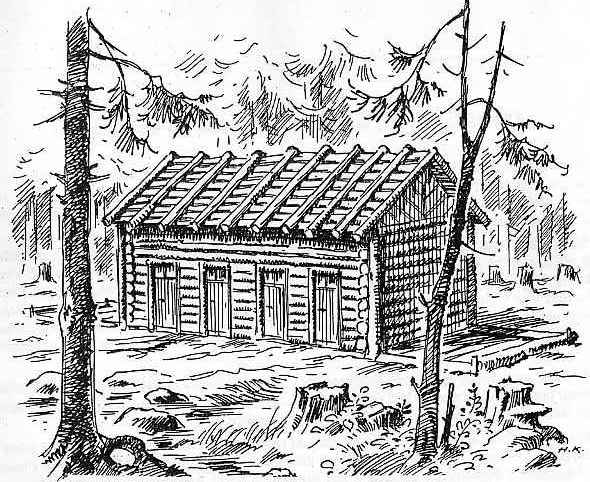 Døevìné srubové stavení z roku 1780 v lesích u bažiny Mariina pramene. Sloužilo ke koupání pøíchozích. Mìlo ètyøi kabiny.