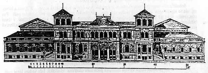 NORIMBERK. Mìstské láznì z roku 1880, autoøi Eltzner & Hausschild. Volná pøedloha pro støední stavbu Schafferových Nových lázní.